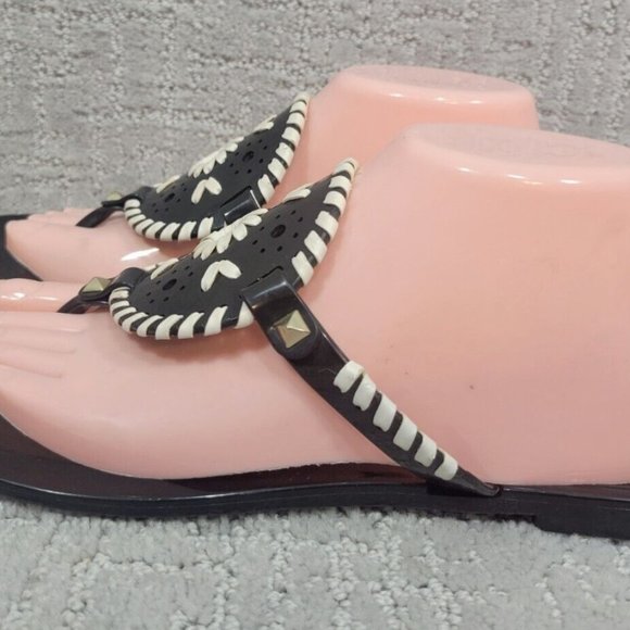 Jack rogers women's size 10 black/White georgica jelly rubber flip flops sandals - Picture 8 of 12